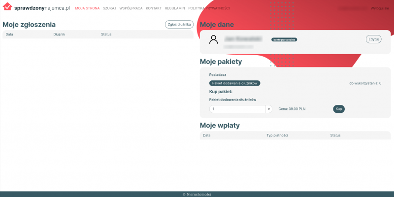 Aplikacja internetowa konto