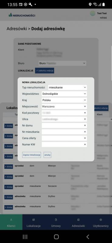 System dla biur nieruchomości lokalizacja mobile