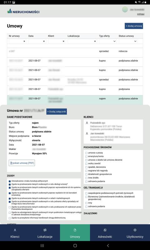 System dla biur nieruchomości umowa mobile